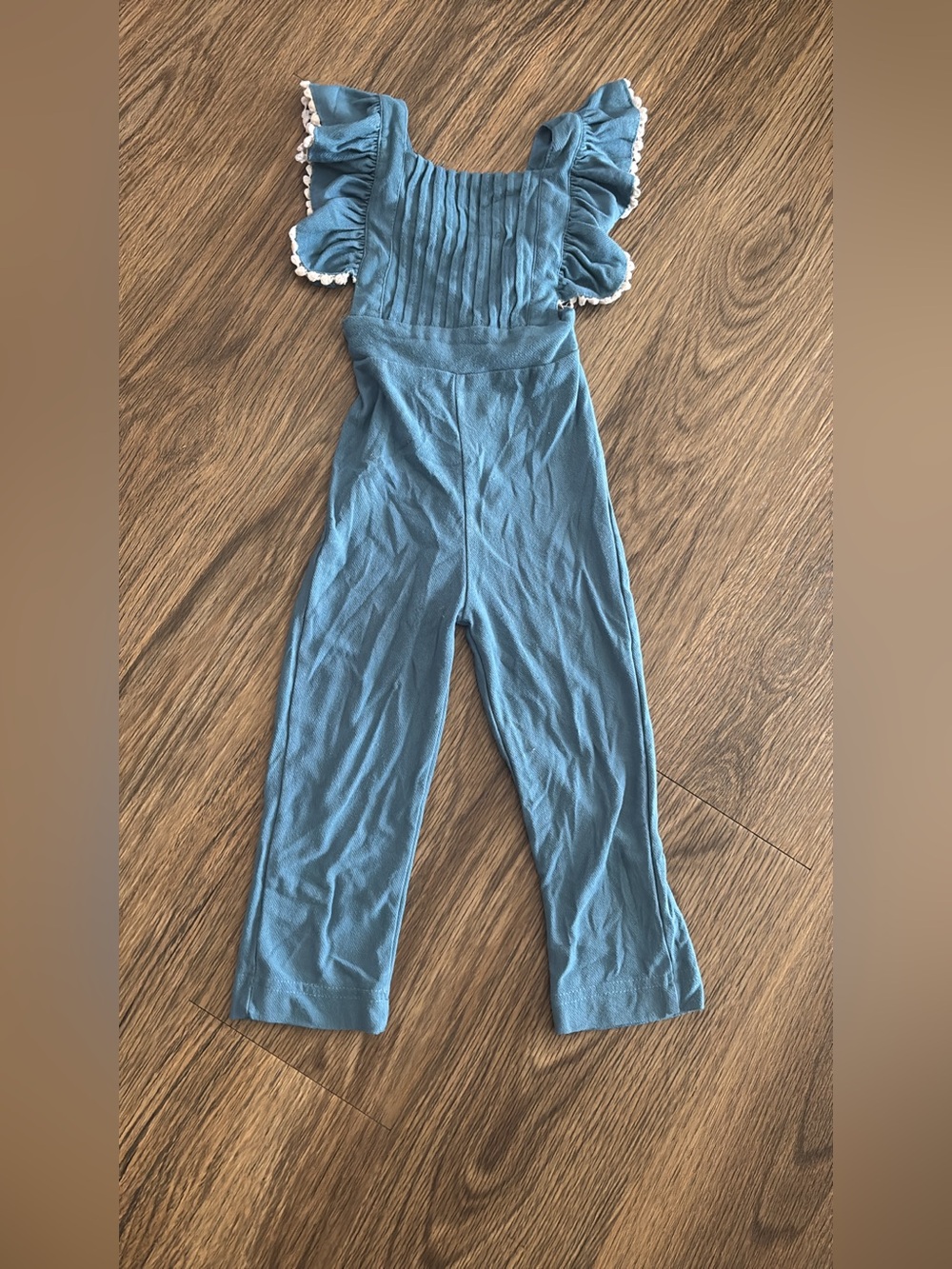 Girl's Slate Blue Ruffle-Strap Jumpsuit 12-18 months
